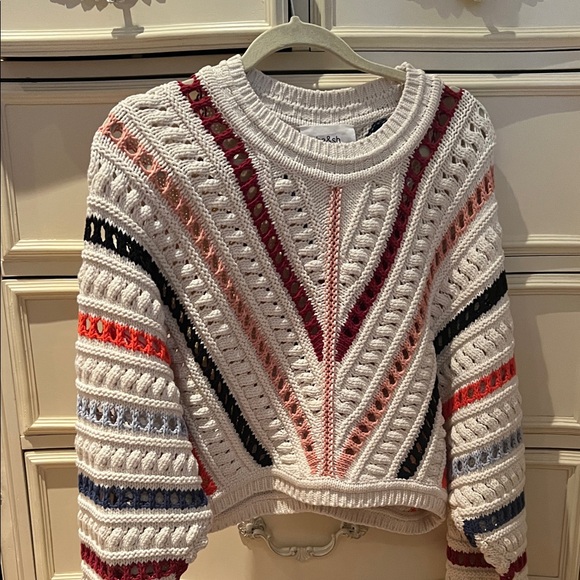 ba&sh Sweaters - Ba&sh Cream Knit with Red and Blue Details